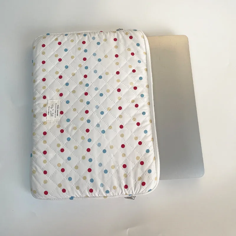 Polka dot women's laptop bag with storage compartments available in three size options