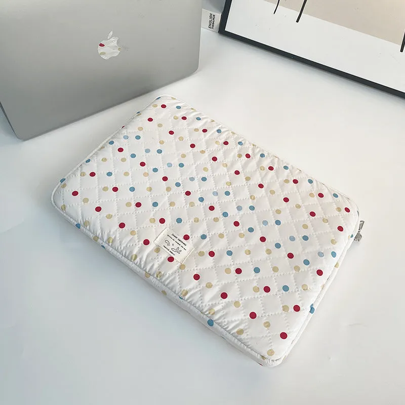 Polka dot women's laptop bag with storage compartments available in three size options