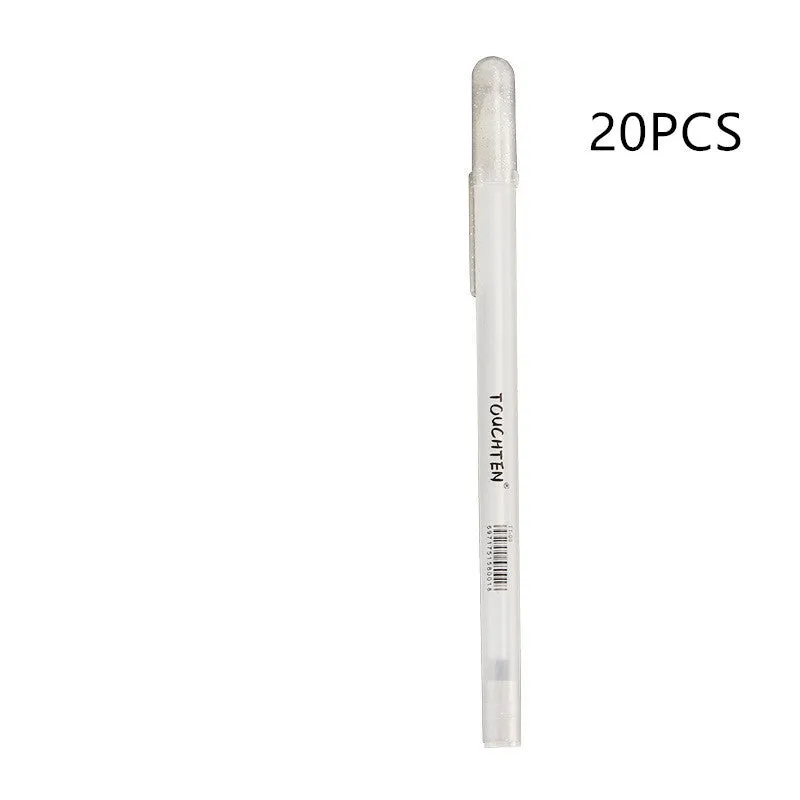Touchnew hand-painted highlight pen with 0.8mm tip and 15.3cm plastic barrel in gold silver white colours