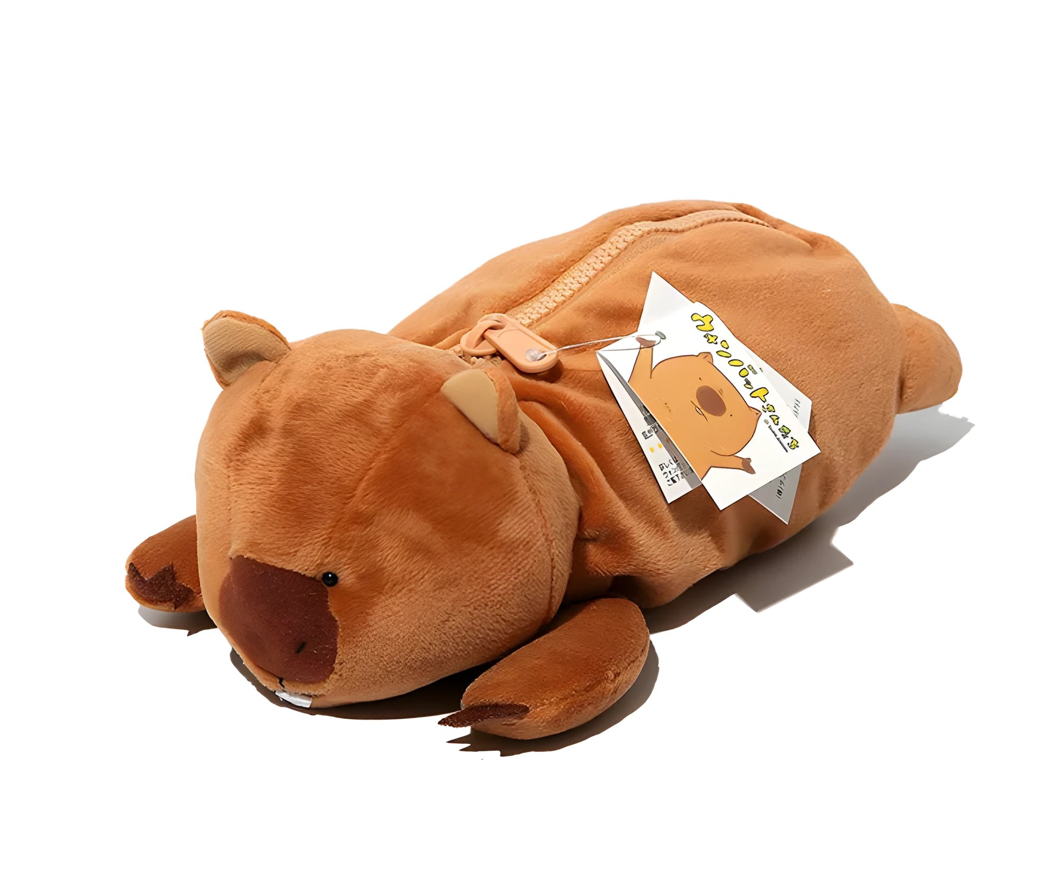 Cartoon animal wombat family plush pencil case in brown colour