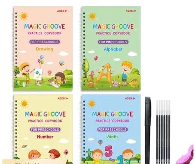 Children's English groove magic practice pen with notched post design and ten refill tips