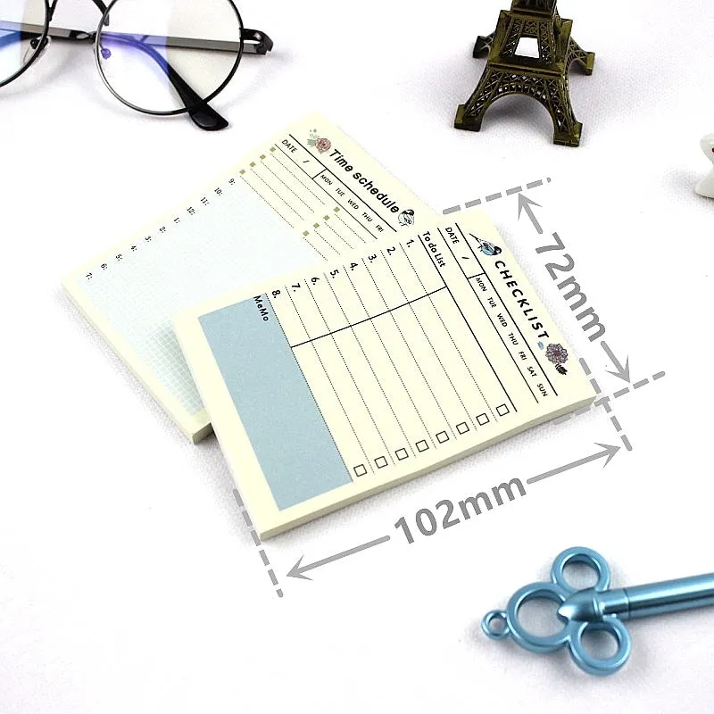 Weekly monthly work plan diary showing four design options in 10.2x7.2cm compact paper planner format