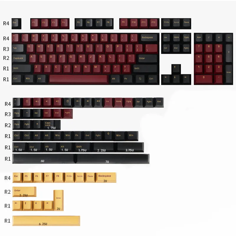 Two-colour PBT mechanical keyboard keycaps in multiple colour configurations