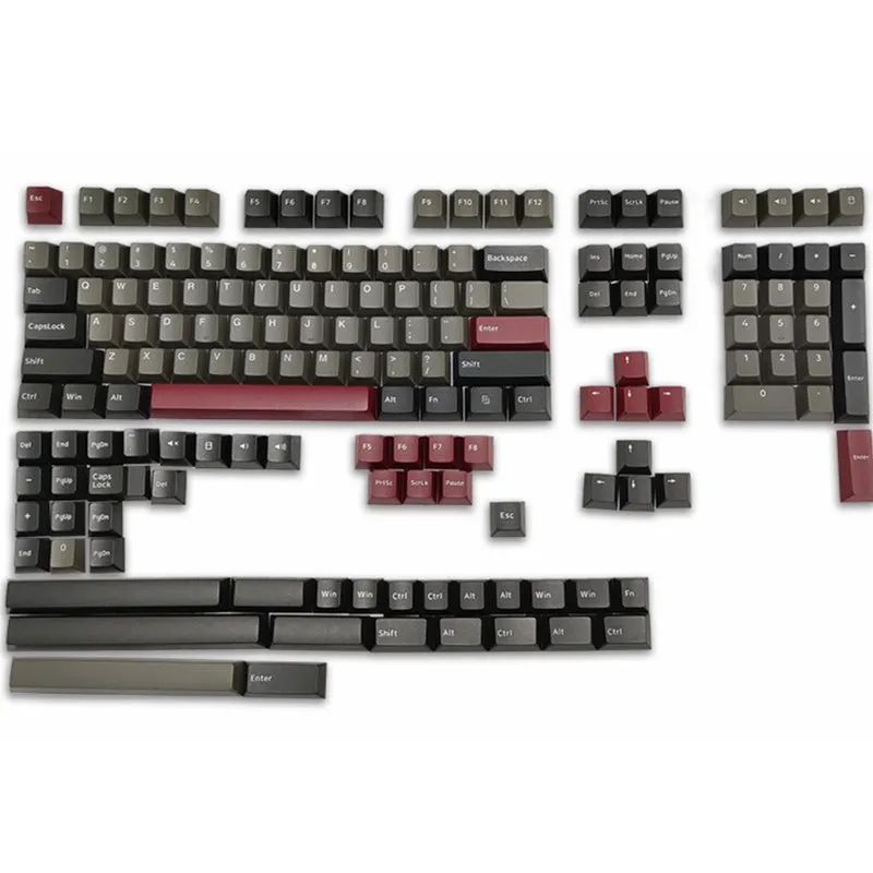 Two-colour PBT mechanical keyboard keycaps in multiple colour configurations