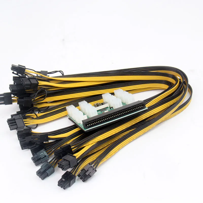Server power conversion board to 6pin PCIe adapter with twelve 50cm 8pin graphics card power cables