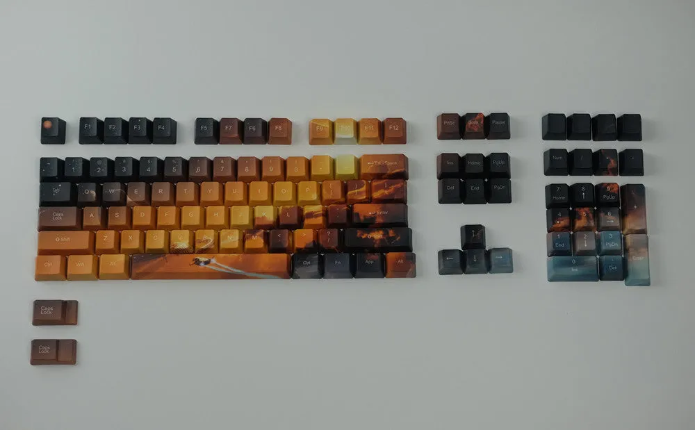 Saturn engraved mechanical keyboard keycaps for Cherry MX switches with 108-key set