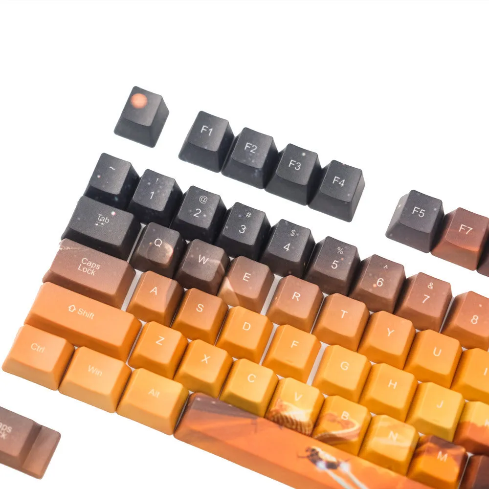 Saturn engraved mechanical keyboard keycaps for Cherry MX switches with 108-key set
