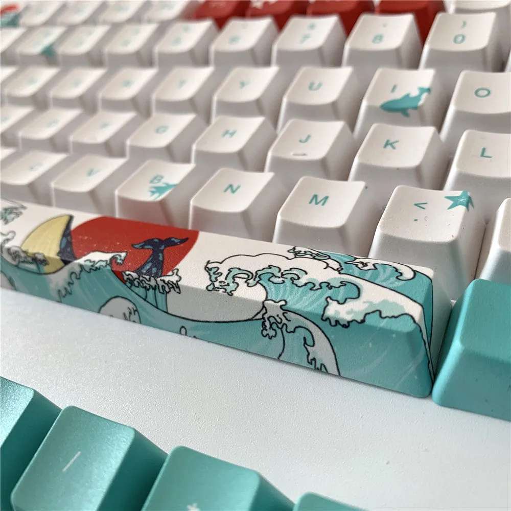Coral Sea PBT keycaps for Xiao Yan mechanical keyboard with five-sided sublimation printing