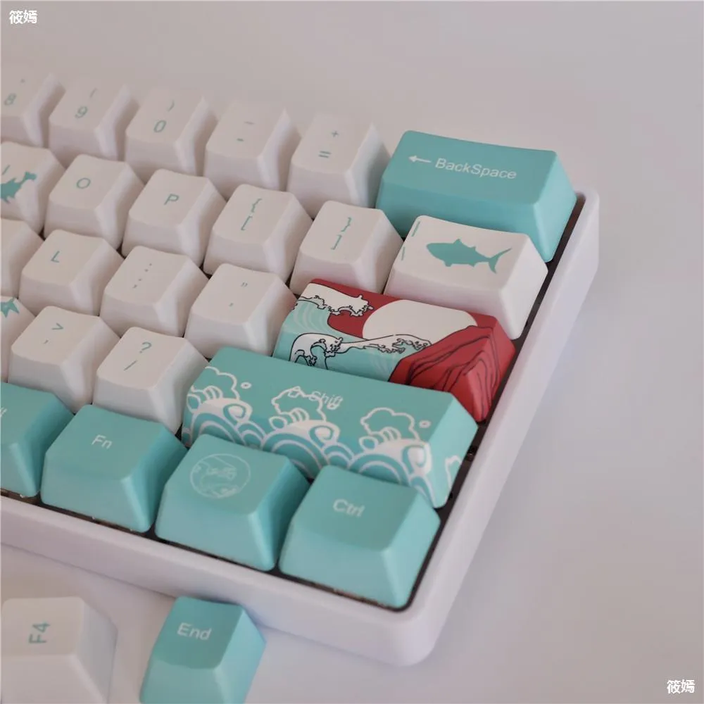 Coral Sea PBT keycaps for Xiao Yan mechanical keyboard with five-sided sublimation printing