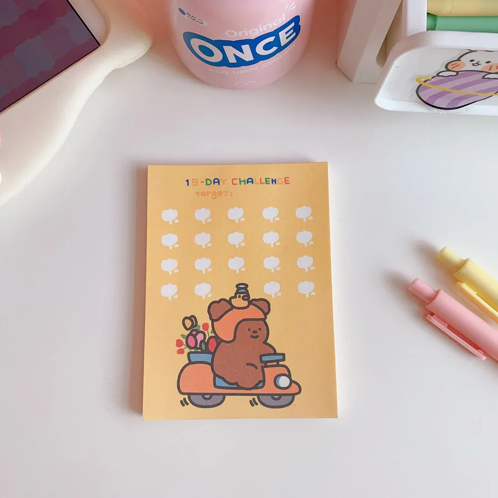 Kawaii cartoon bear memo pads and note paper in various colourful designs