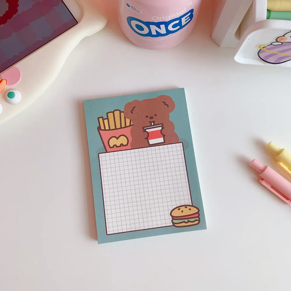 Kawaii cartoon bear memo pads and note paper in various colourful designs