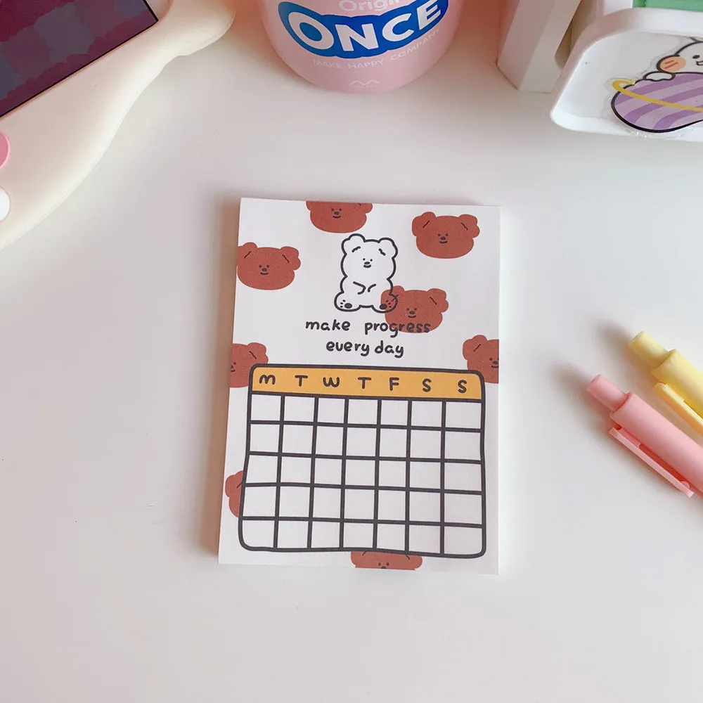 Kawaii cartoon bear memo pads and note paper in various colourful designs