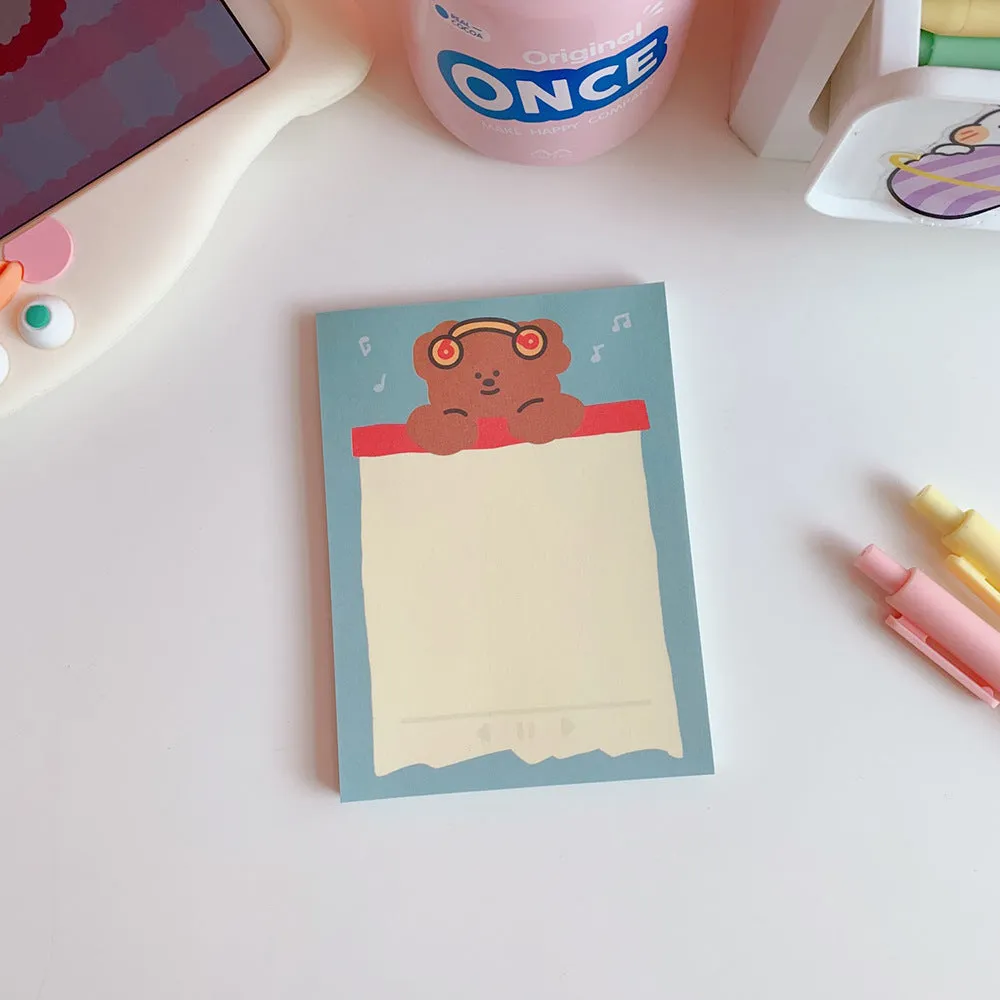 Kawaii cartoon bear memo pads and note paper in various colourful designs
