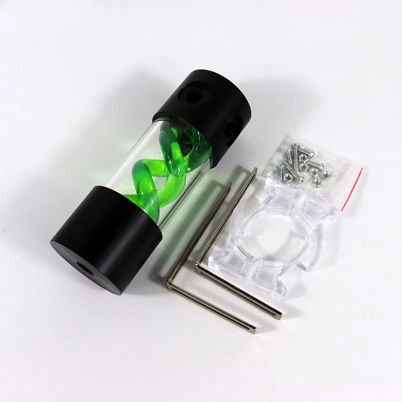 155mm long cylindrical water cooling reservoir tank in blue with 50mm diameter for PC and motorcycle cooling systems.