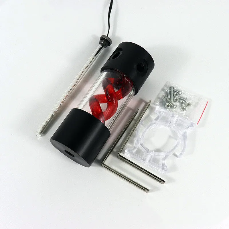 155mm long cylindrical water cooling reservoir tank in blue with 50mm diameter for PC and motorcycle cooling systems.