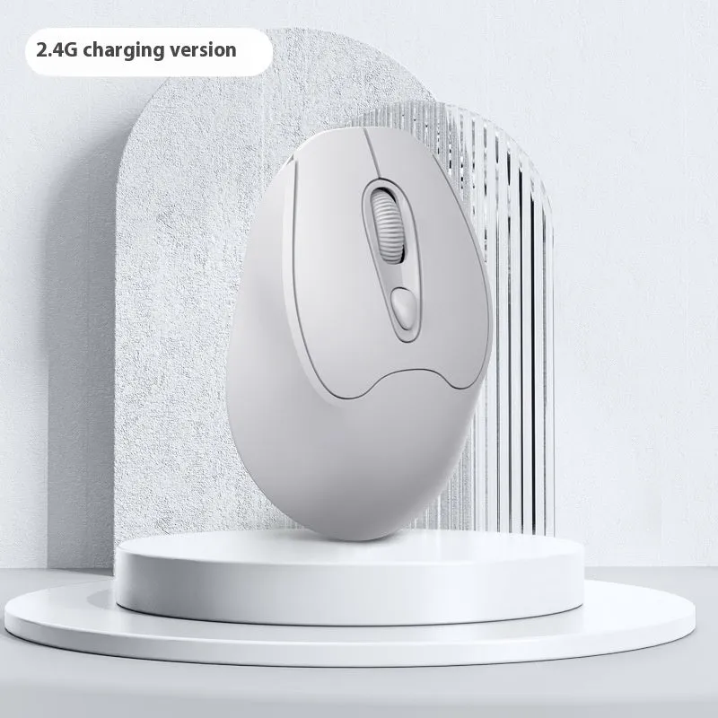 Dual-mode Bluetooth wireless mouse in grey, green, girl pink or milk tea pink, with USB charging cable.