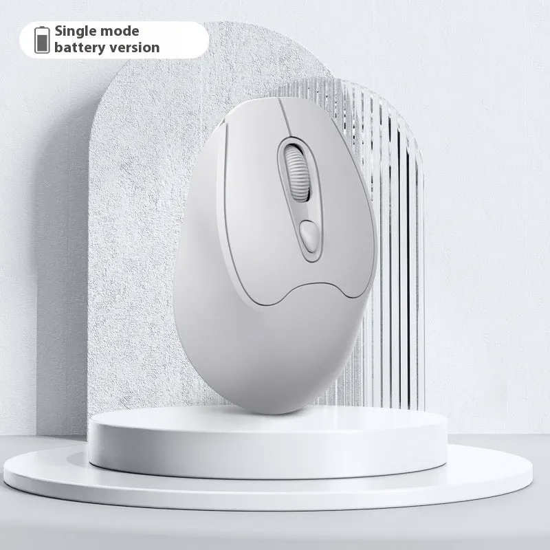 Dual-mode Bluetooth wireless mouse in grey, green, girl pink or milk tea pink, with USB charging cable.