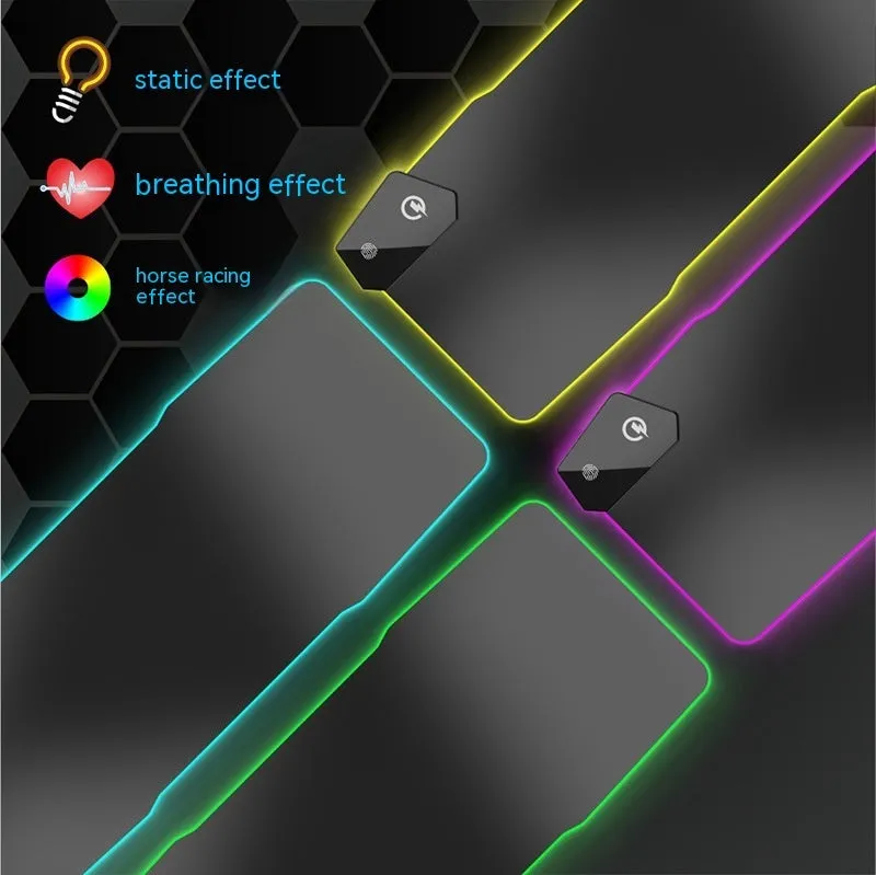 Black mech style gaming mouse mat with TYPC charging interface and 300x800mm dimensions