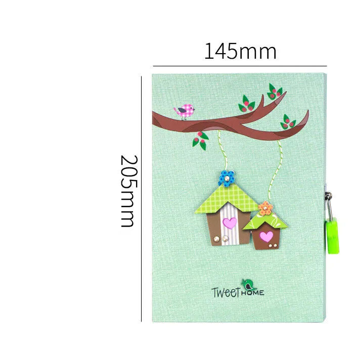 32K code lock diary book notebook gift for children in pink, blue, green, or orange colours