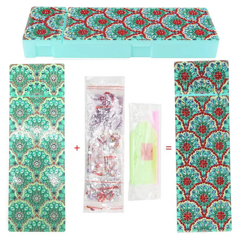 DIY diamond painting pencil case kit with PU leather wrist bag and resin diamond chips for hand-painted decoration