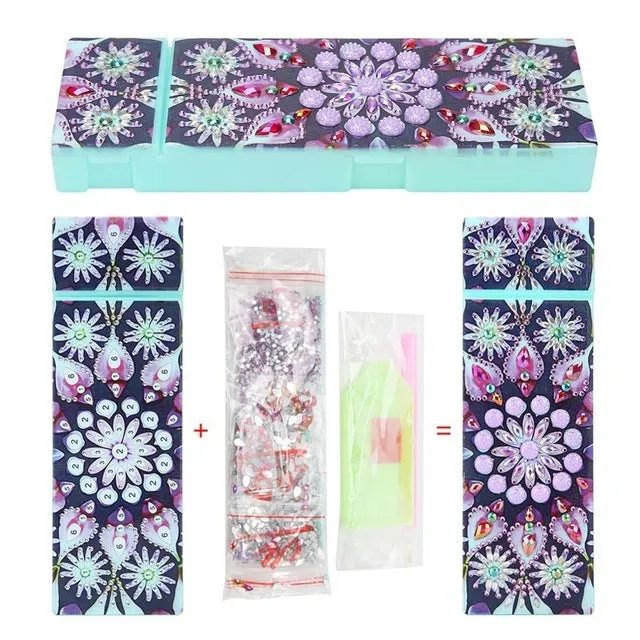 DIY diamond painting pencil case kit with PU leather wrist bag and resin diamond chips for hand-painted decoration