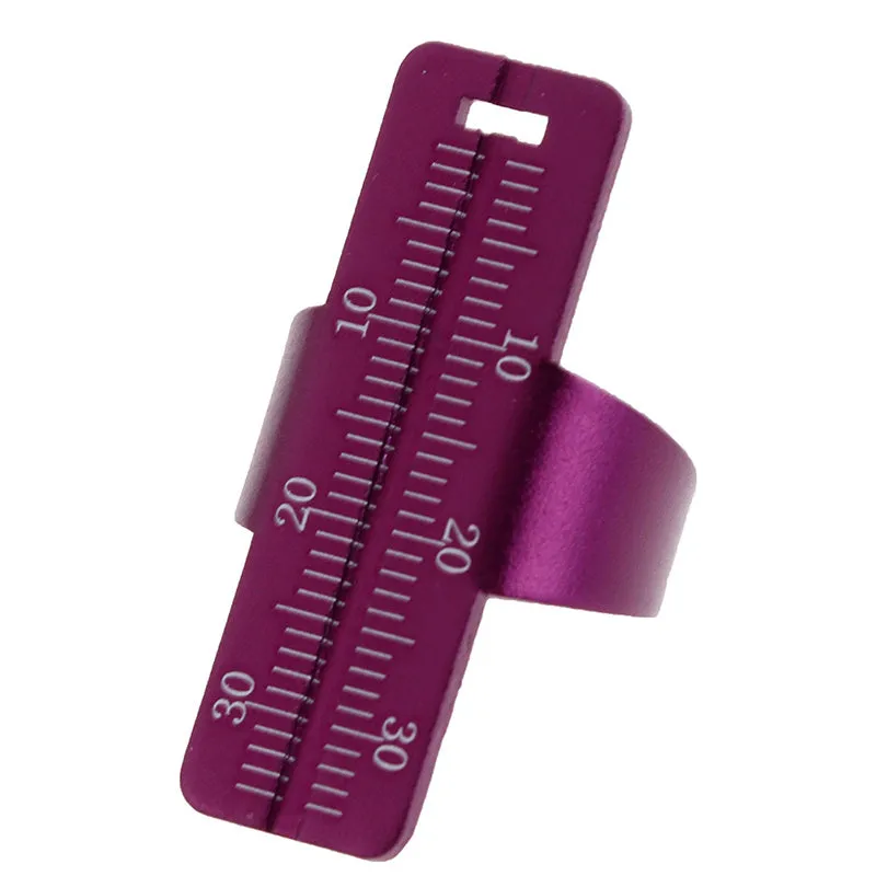 Stainless steel dental root canal ruler with measurement scale in blue, gold, green, purple and red colour options