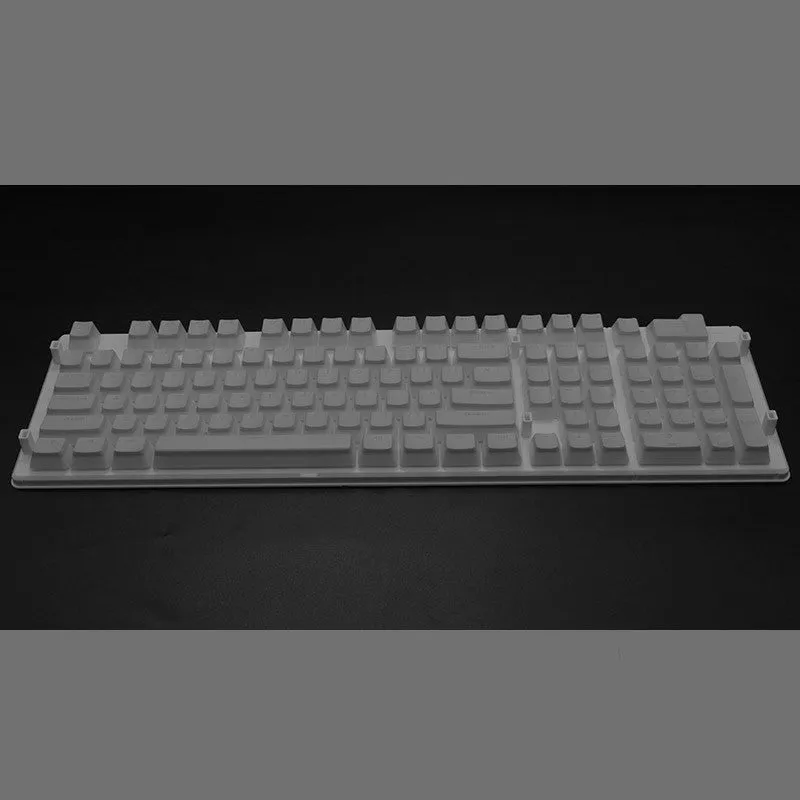 PBT pudding keycap set with translucent sides showing RGB lighting through 108 keys including UK ISO layout