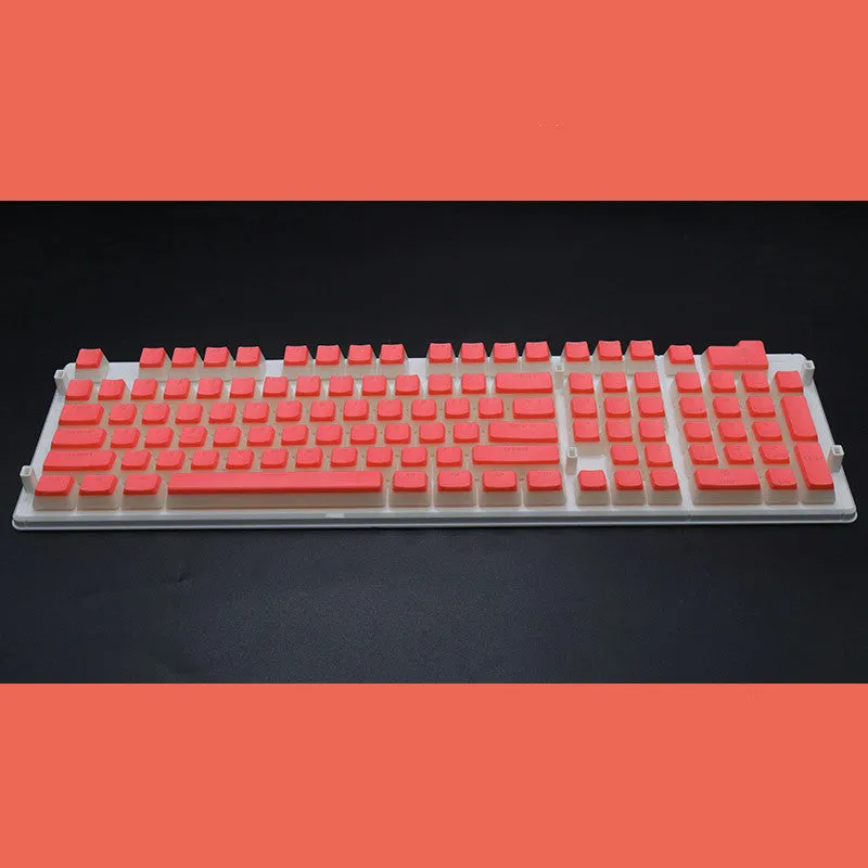 PBT pudding keycap set with translucent sides showing RGB lighting through 108 keys including UK ISO layout