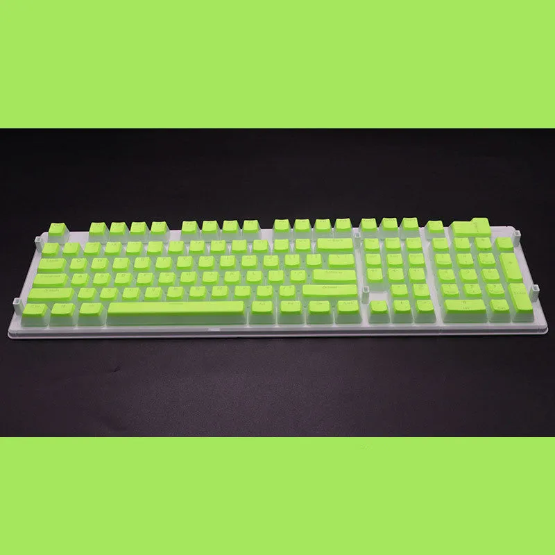 PBT pudding keycap set with translucent sides showing RGB lighting through 108 keys including UK ISO layout