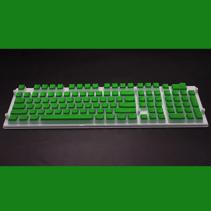 PBT pudding keycap set with translucent sides showing RGB lighting through 108 keys including UK ISO layout