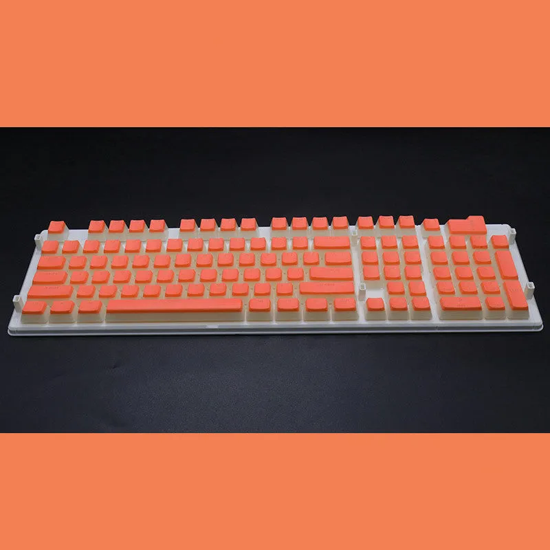 PBT pudding keycap set with translucent sides showing RGB lighting through 108 keys including UK ISO layout