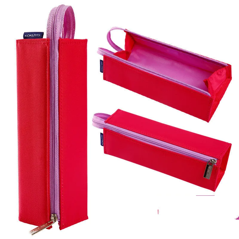 Large capacity female pencil case in DuPont paper or silicone material, shown in various colours including black, grey, pink, and blue.
