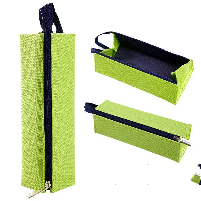 Large capacity female pencil case in DuPont paper or silicone material, shown in various colours including black, grey, pink, and blue.