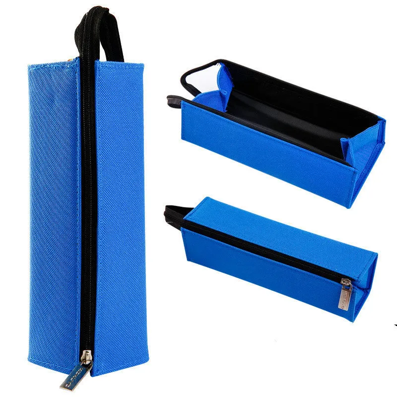 Large capacity female pencil case in DuPont paper or silicone material, shown in various colours including black, grey, pink, and blue.