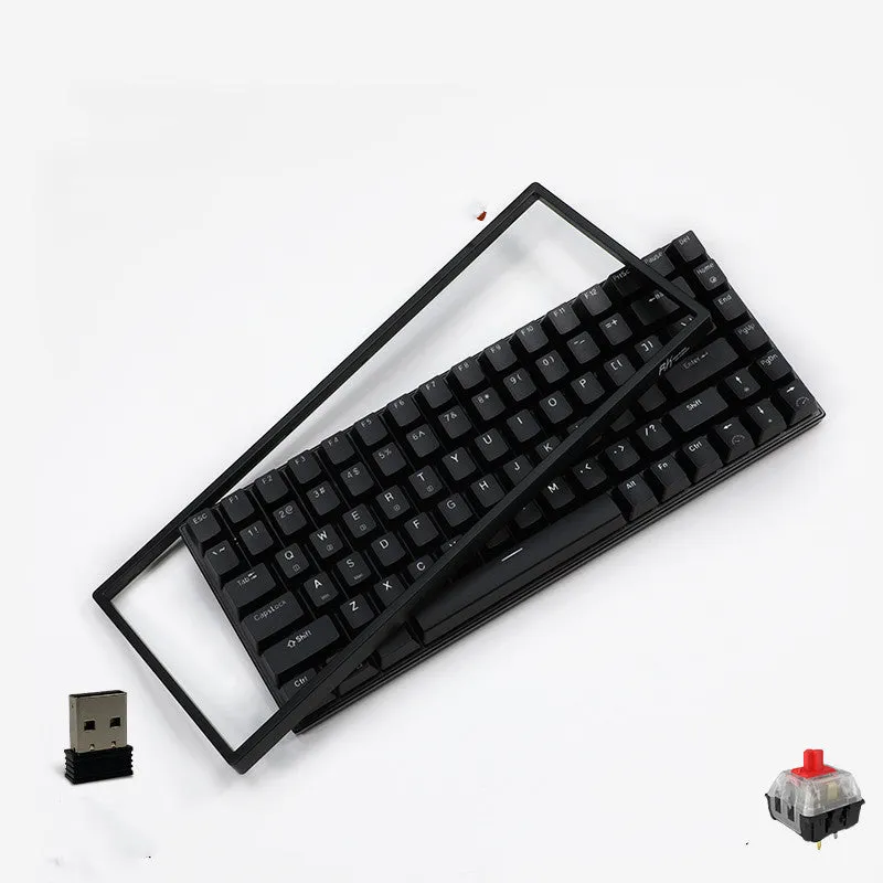 84-key three-mode mechanical keyboard with hot-swappable sockets in white or black case with white backlighting
