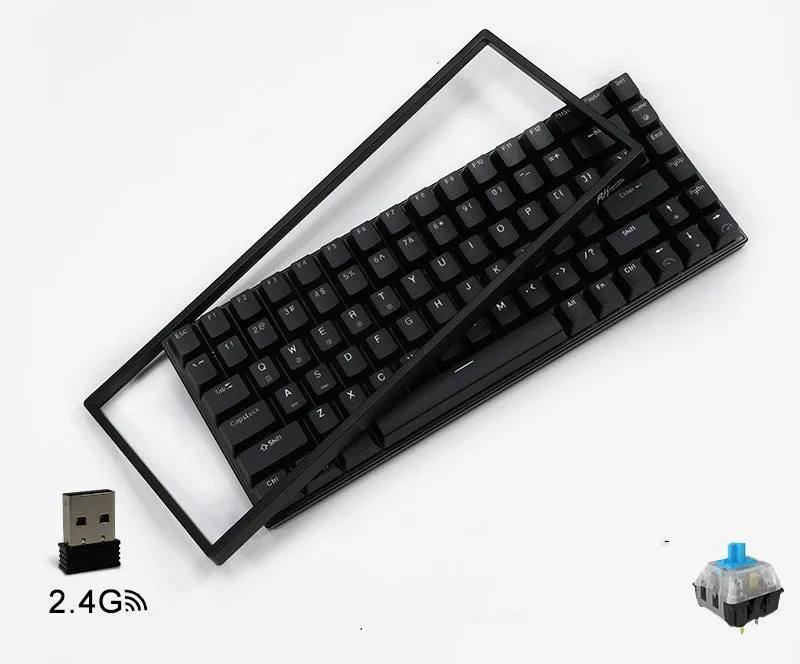 84-key three-mode mechanical keyboard with hot-swappable sockets in white or black case with white backlighting