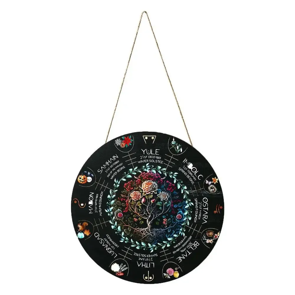 Boxwood decorative wooden pendant with choice of five carved disc designs on a neutral background.