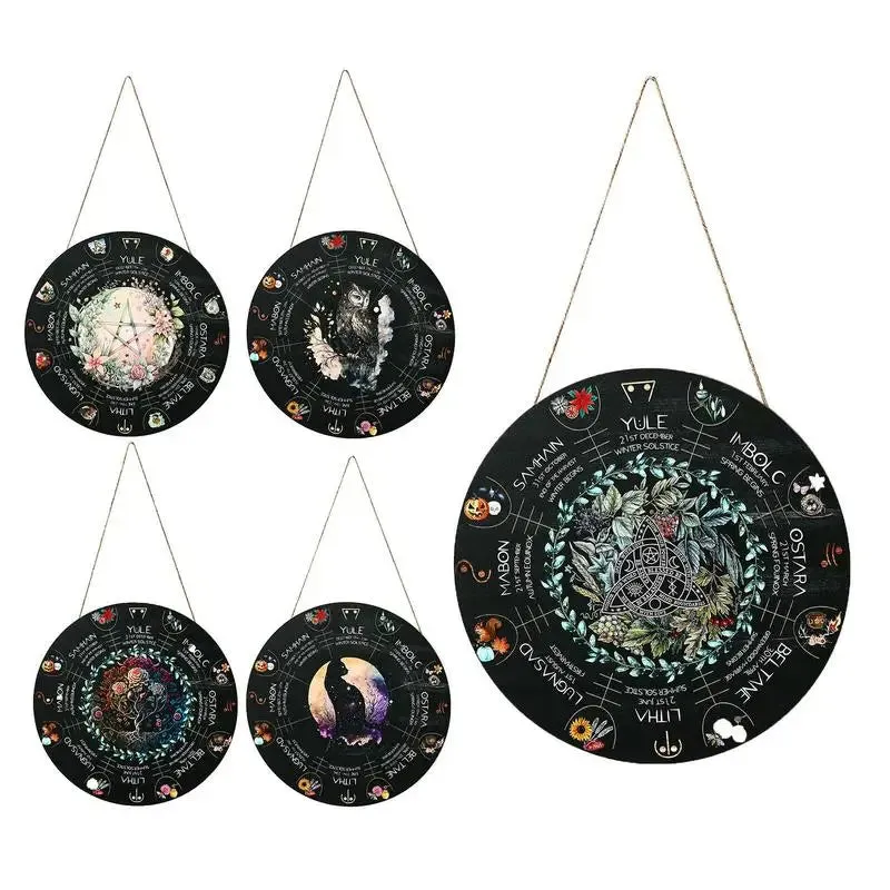 Boxwood decorative wooden pendant with choice of five carved disc designs on a neutral background.