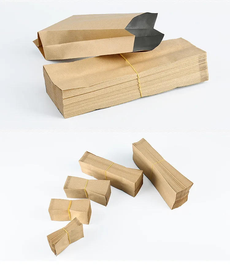Yellow kraft paper packaging bag with aluminium foil inner lining for snack foods