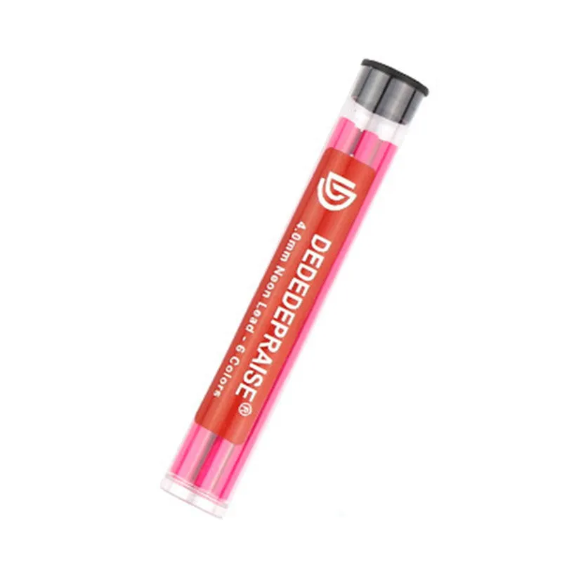 Yellow mechanical drawing pencil with 4.0mm colour leads including orange, blue, green, and rose red