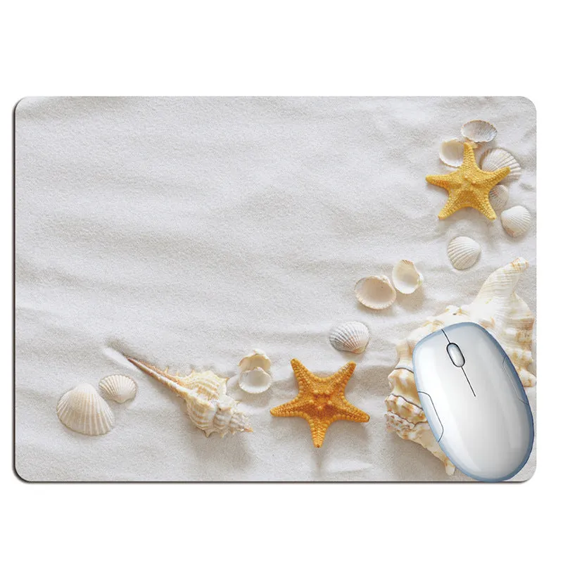 Wishing bottle summer beach holiday wind design rubber mouse pad on a desk.