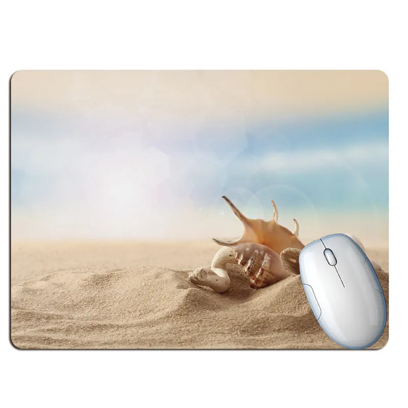 Wishing bottle summer beach holiday wind design rubber mouse pad on a desk.