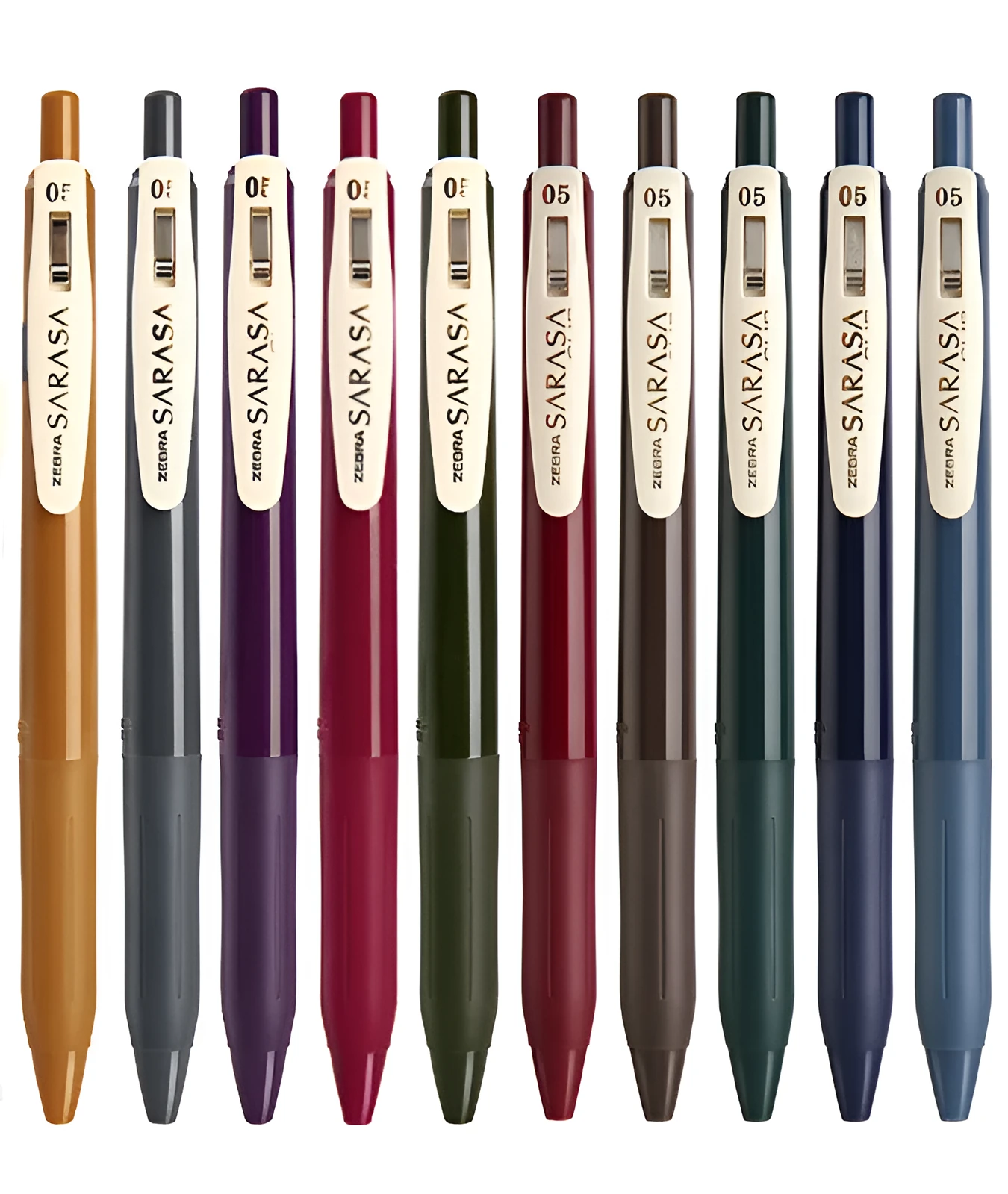 Press The Water 0.5mm bullet gel pen in a selection of retro colour finishes including blue, black, coffee, and wine red.