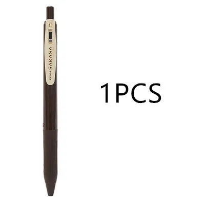 Press The Water 0.5mm bullet gel pen in a selection of retro colour finishes including blue, black, coffee, and wine red.