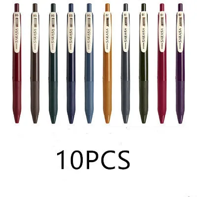 Press The Water 0.5mm bullet gel pen in a selection of retro colour finishes including blue, black, coffee, and wine red.