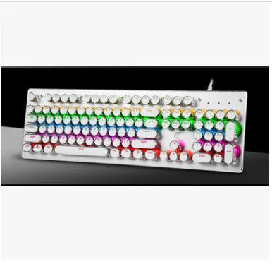 Metal mechanical gaming keyboard with green switches and backlit keys in six colour variations