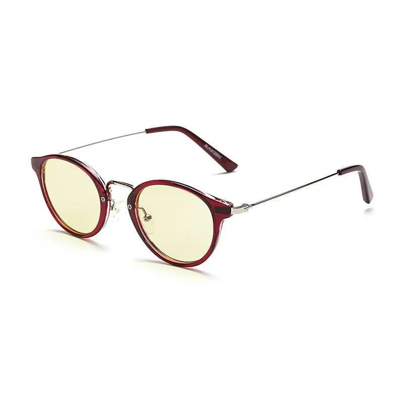 PC anti-blue light literary glasses in purple leopard print full frame