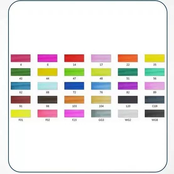 Double-headed alcohol oily colour animation paint pens with round and inclined nibs in multiple colour set options