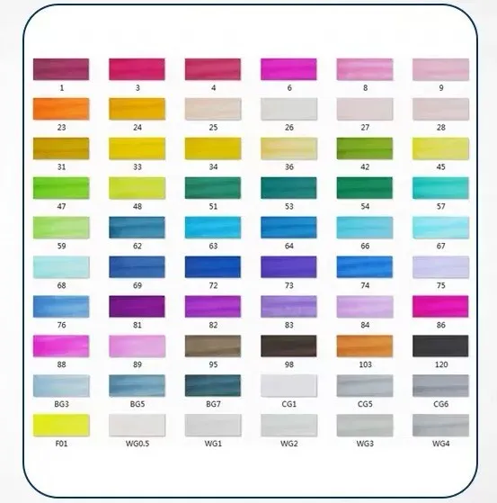 Double-headed alcohol oily colour animation paint pens with round and inclined nibs in multiple colour set options