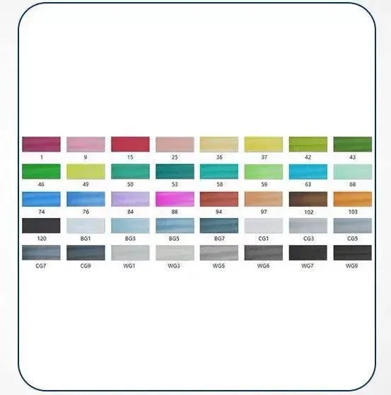 Double-headed alcohol oily colour animation paint pens with round and inclined nibs in multiple colour set options